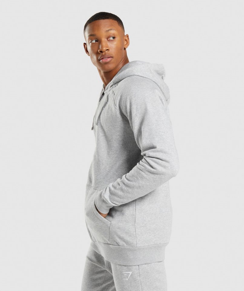 Men's Gymshark Crest Zip Up Hoodie Light Grey | CA 18N0D6